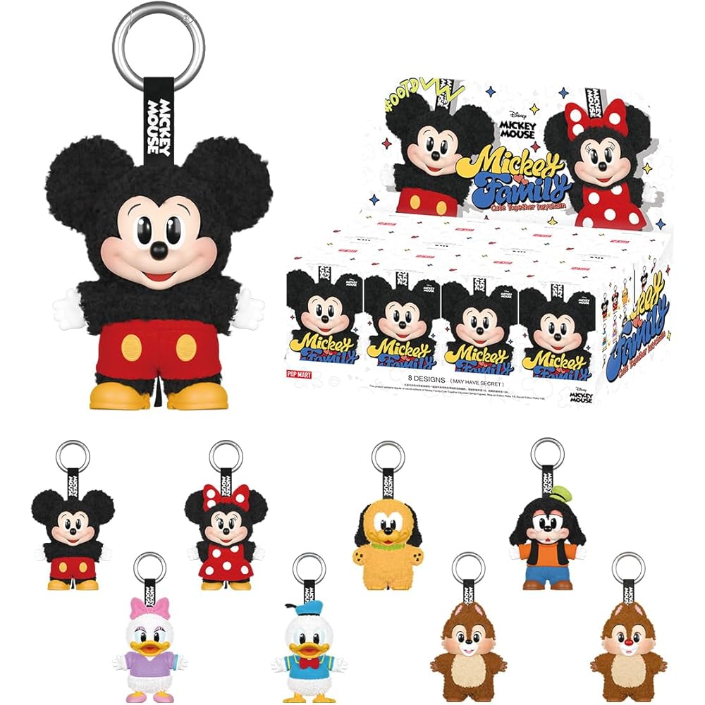 Pop Mart Disney Mickey Family Cute Together Plush Keychain Series 1 Piece PVC Toy