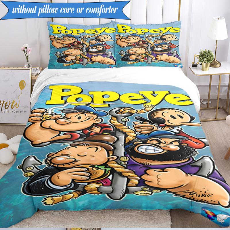 Set Biancheria da Letto con Popeye che Mostra la sua Forza, Include 1 Copripiumino e 2 Federe, Perfetto per Camera da Letto, Dormitorio, Regalo di Natale per Fan