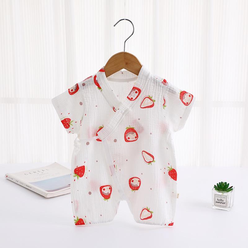 Baby Sleeveless Gauze Bodysuit - Lightweight Cotton Jumpsuit with Lace-up Detail for Spring/Summer