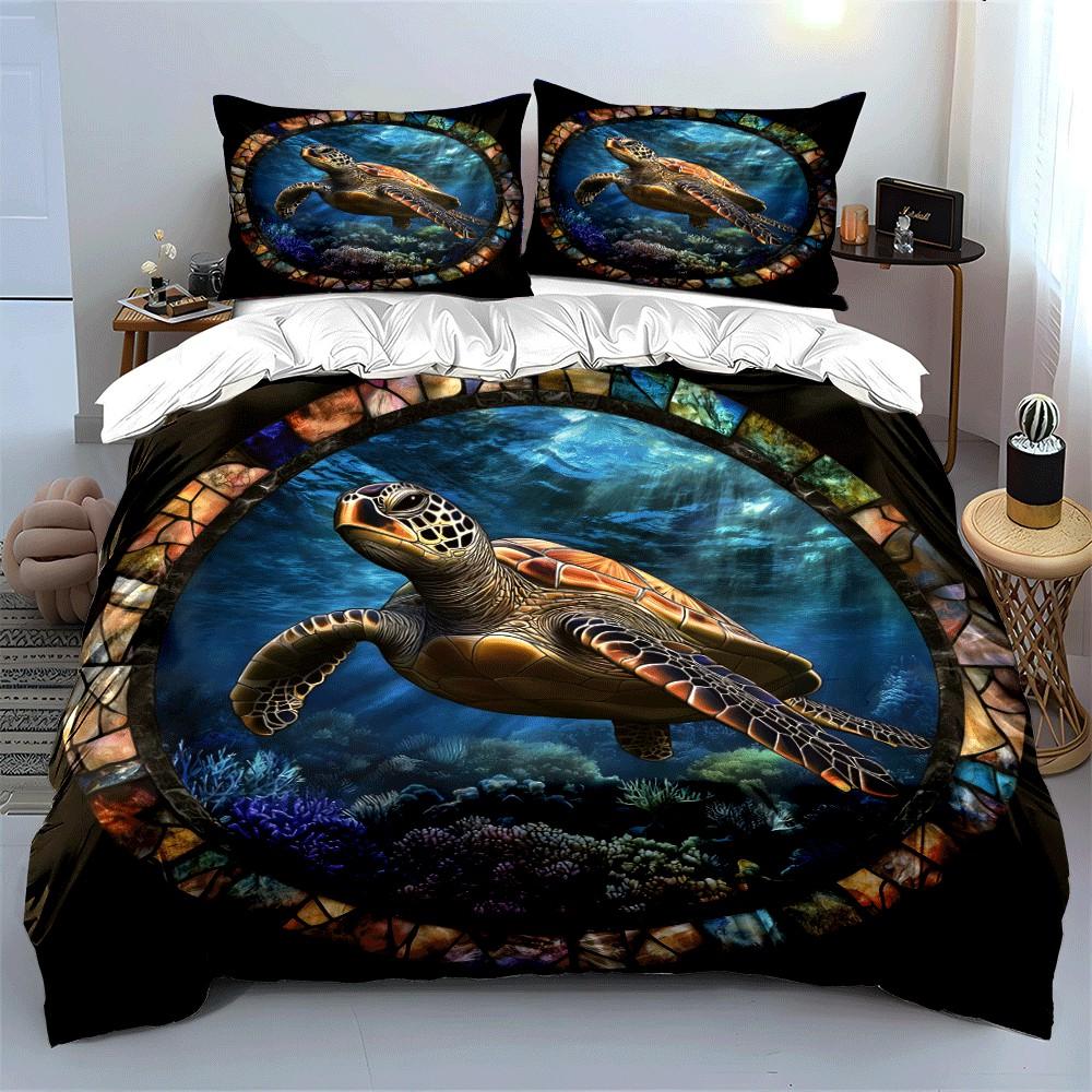 Marine Life Art Decor Set Exquisite three-piece bedding set gift for kids and adults