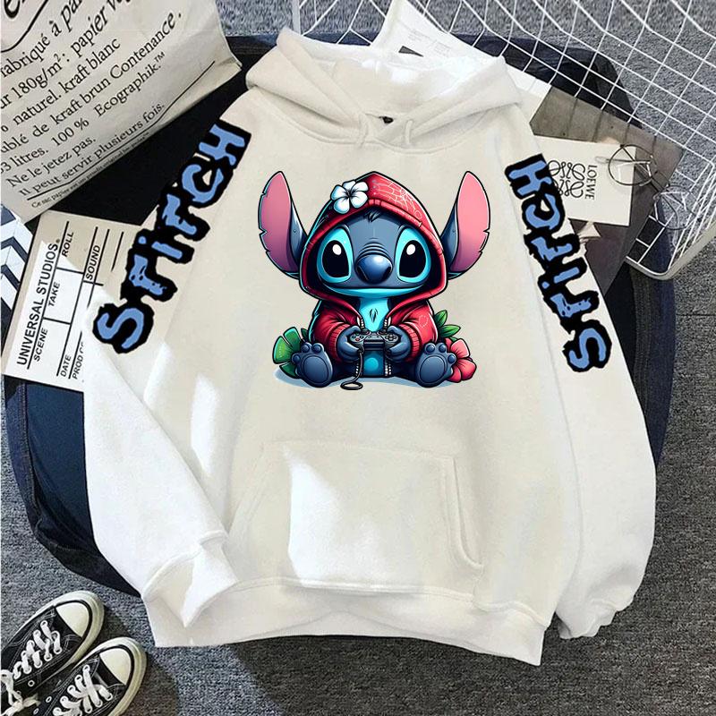Luxury Brand Women's Hoodies Disney Lilo & Stitch Harajuku Jackets Japanese Fashion Winter Sweaters Women's Warm Sweatshirts