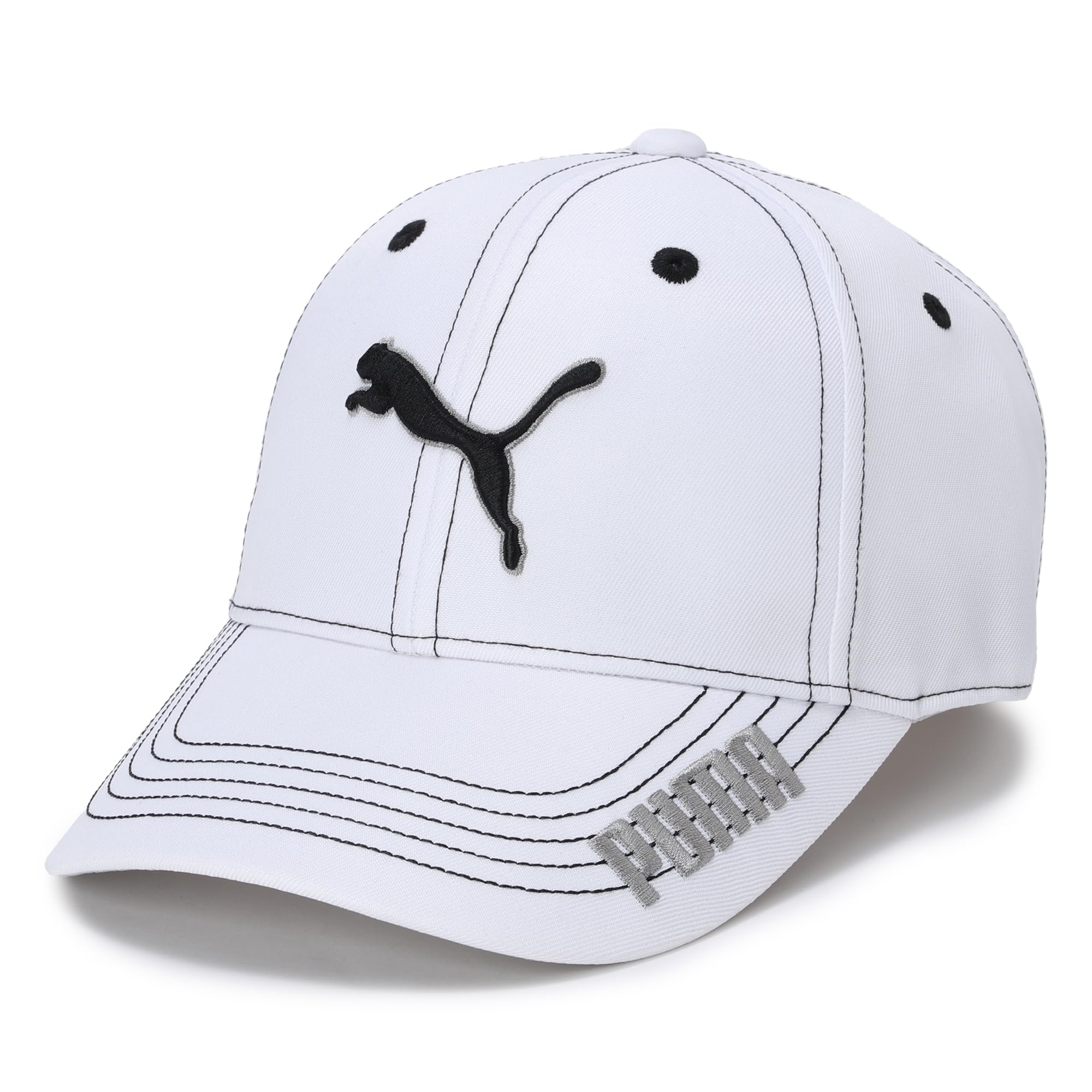 

Golf Cap Golf Rim Color Logo Cap Bright Black [PUMA] Men s White/PUMA