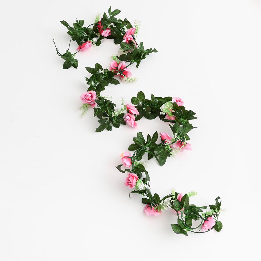 Silk Roses Artificial Vine Hanging Flowers for Wall Christmas Rattan Fake Plants Leaves Garland Outdoor Wedding Home Decoration