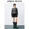 UR Women's Simple Grey Polo Collar Double Zipper Knit Cardigan