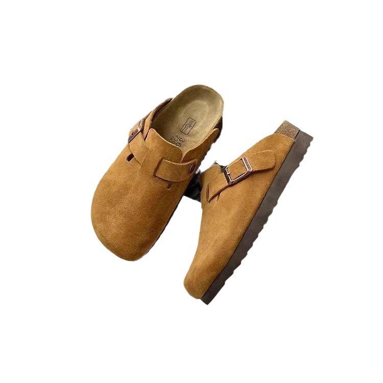 Boken Shoes Women's Platform Bag Head Half Slippers Wear 2024 New Spring Lazy One Pedal Retro Boken Slippers