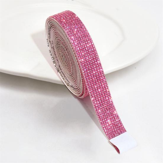 Self-adhesive Faux Crystal Tape Rhinestones Needlework Hot Fix Chain Sticker Ribbon DIY Crafts Gift Wrapping Package Party Decoration Supplies Ribbon