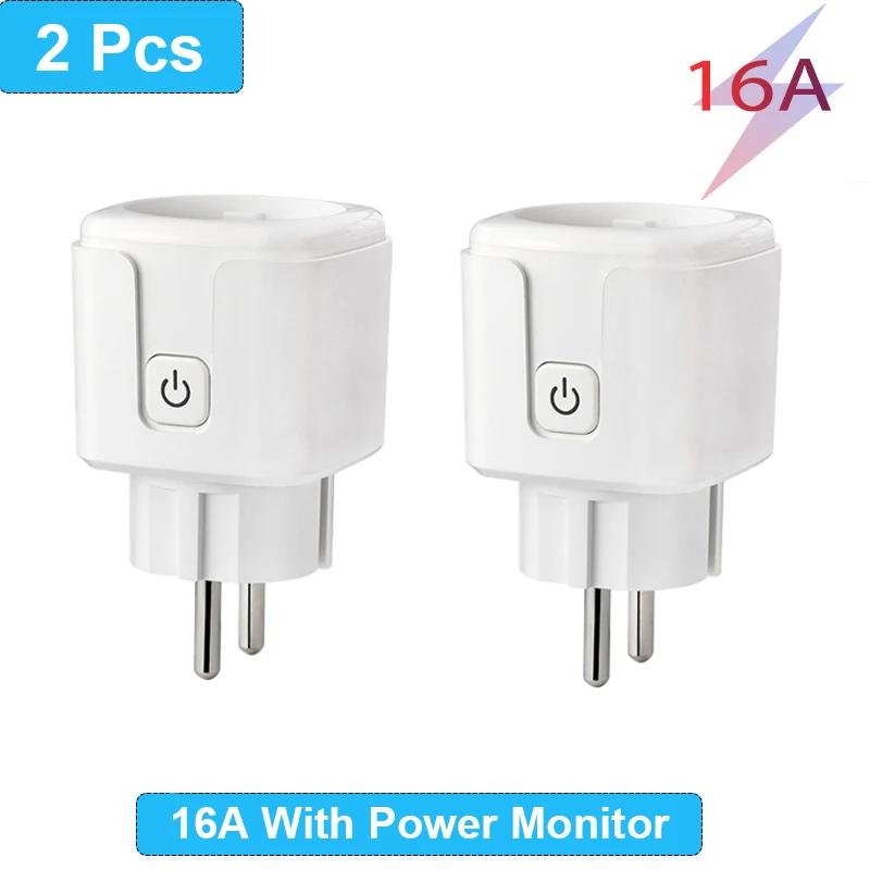 1/4PCS Smart Plug WiFi Socket EU 16A/20A Power Monitor Timing Function Tuya SmartLife APP Control Work with Alexa Google Home