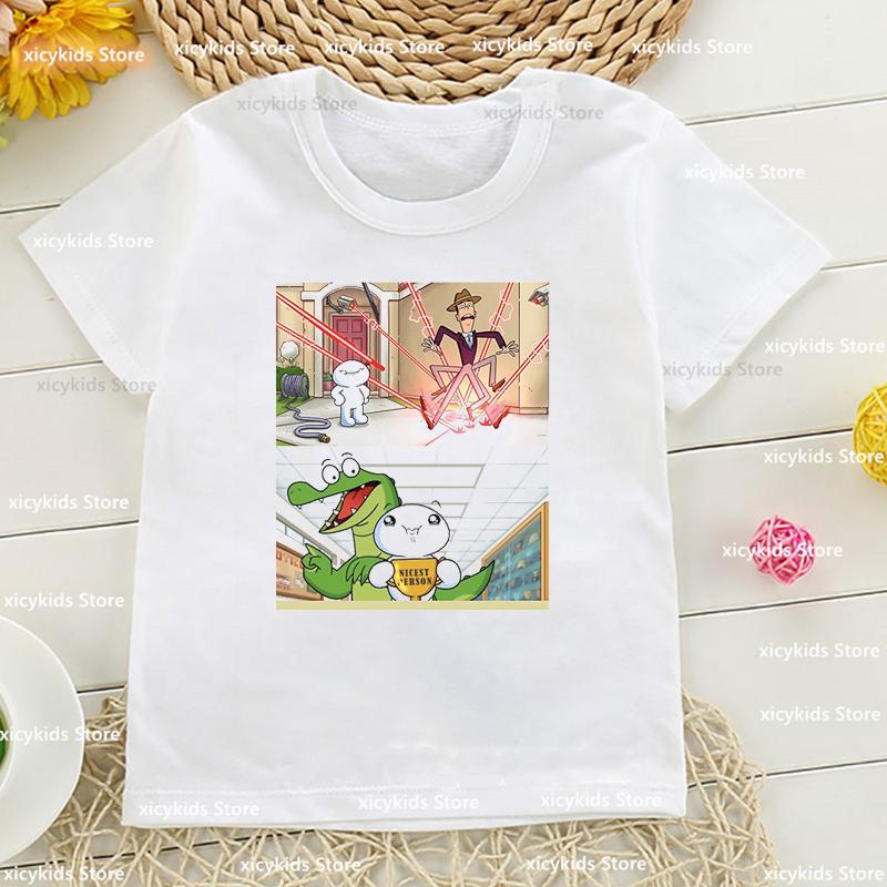 Funny boys tshirt cartoon Oddballs animation printed children tshirt fashion casual boys clothes cute girls tshirt white tops 100