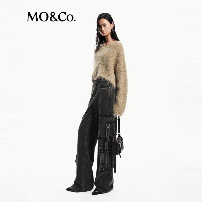 MO&Co. Autumn Hand-Brushed Mohair Wool Blend Loose Sweater