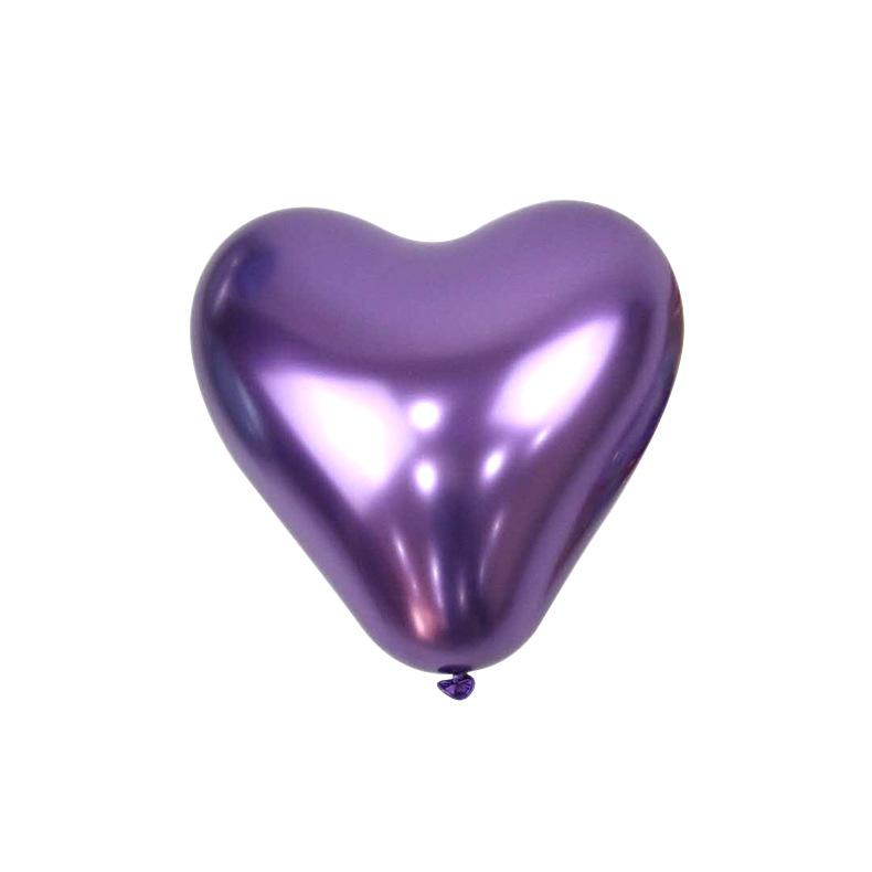 Valentine‘s Day Balloons Metallic Gold Heart Chrome Balloons for Wedding Party Decor Thickened Latex Balloon Set