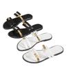 Cool slippers women's summer fashion outer wear versatile rivet clip one-word slippers women's large size flat beach shoes women's drag