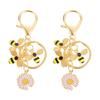 2Pcs Flower Shaped Bees Keychain Recyclable Zinc Alloy Keyring Water Resistant Designs Perfect For Beach Rainy Season