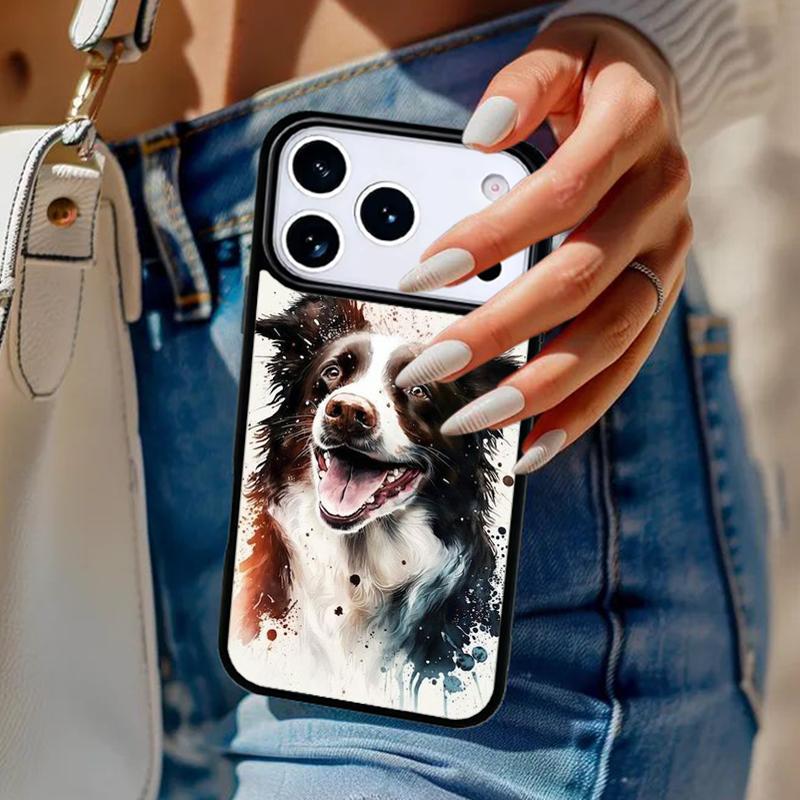 Cartoon Border Collie Phone Case For iPhone 17 Air 14 15 13 12 Max Cover For Apple 14 15 16 16e 11 Pro Max Plus Coque