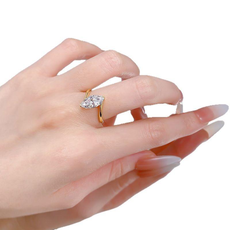 6 * 12Mm Horse Eye High Carbon Diamond Ring Ring Personality