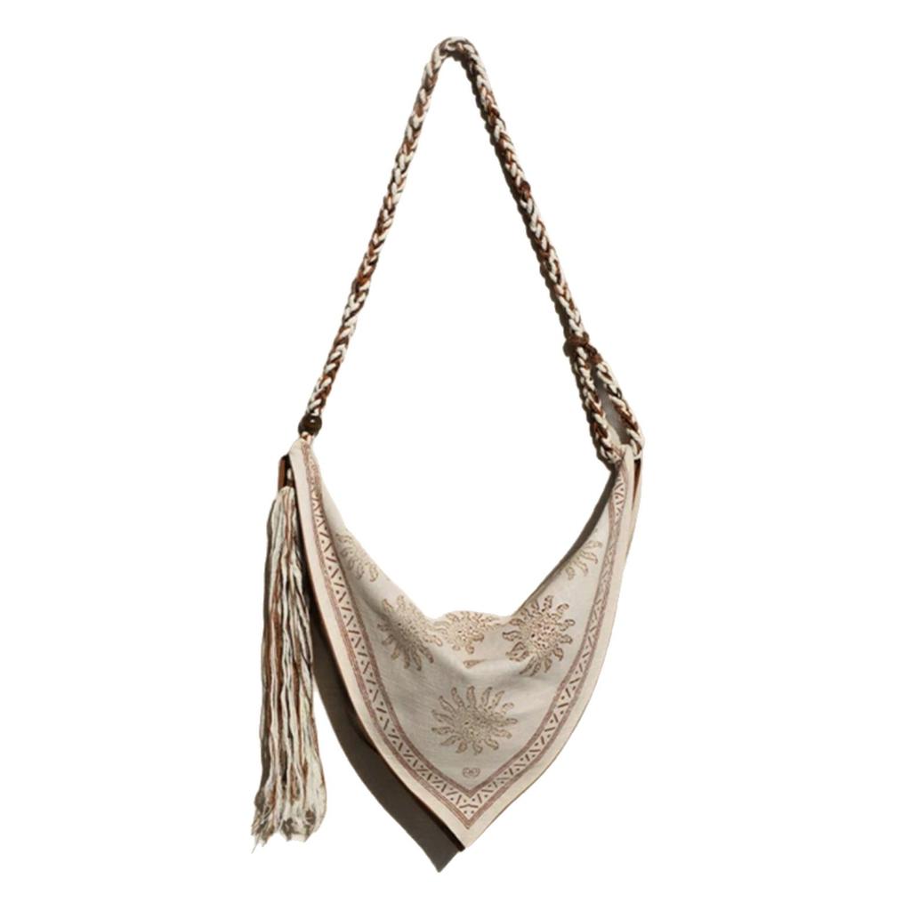 Summer Seaside Vacation Style Leisure Bohemian Style Fringed Linen Rope Woven Shoulder Messenger Bag Women'S Bag