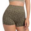Leopard Print High-Waisted Tummy Control Sports Shorts for Summer Fitness and Yoga