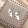 Reunion Map Outline Earrings Hibiscus Guadeloupe Martinique Pendant Earrings Stainless Steel Guyane Map Earrings For Women