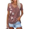 Dámské letní módní ležérní květinové tištěné tričko bez ramínek s výstřihem do V a krátkým rukávem
