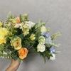 1Pc Simulated Plastic Brushed Rose Daisy Hydrangea Bouquet for Outdoor Wedding Arch Dining Table Home Bridal Bouquet Corsage Decoration
