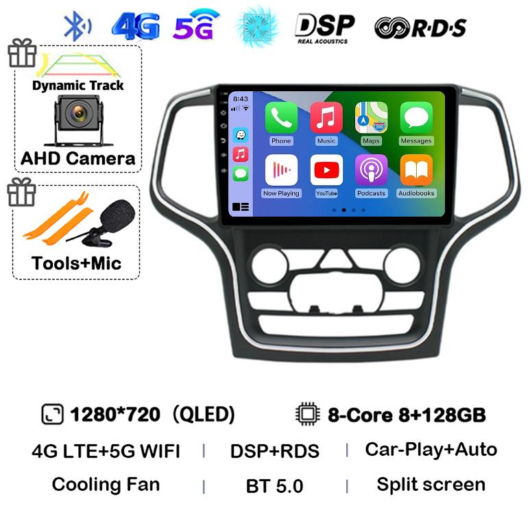 Android 14 Wireless Carplay Auto 4G+WIFI For Jeep Grand Cherokee WK2 2014-2017 Navigation GPS Car Radio Multimedia Video Player