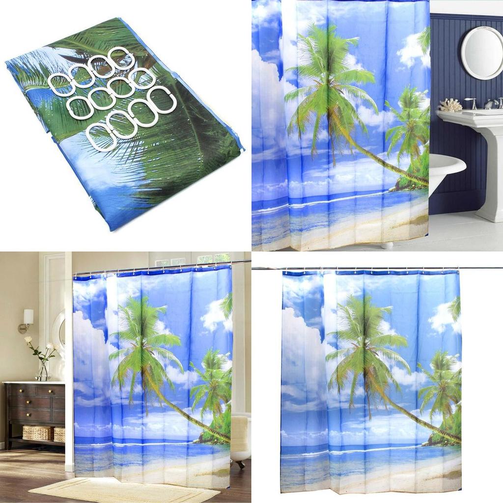 Eleganter Hawaii Strand Kokosnuss Design Duschvorhang für eine schicke und wasserdichte Badezimmerästhetik