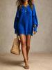 In-Stock Elegant Round Neck Long Sleeve Knit Dress - European & American Street Style