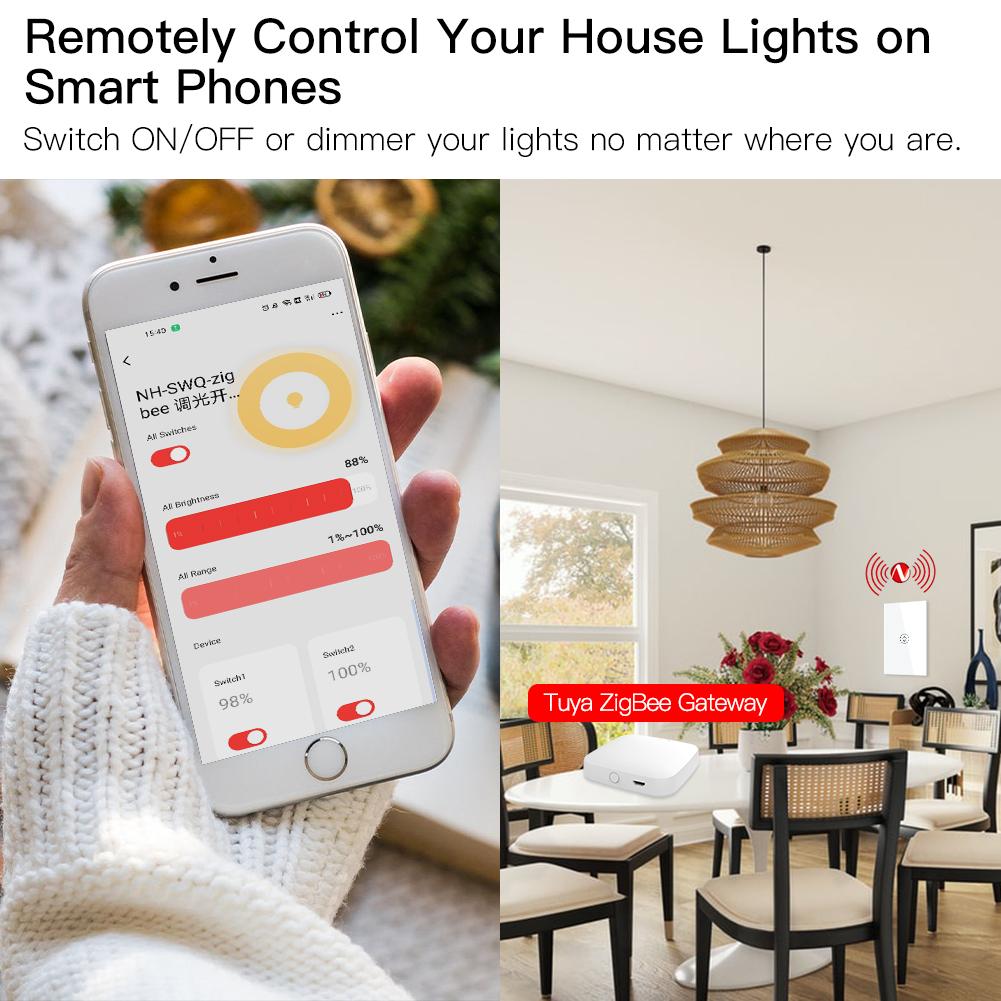 MOES Zigbee Dimmer Switch Tuya Smart Light LED Wall Touch Wall Switches Relay Interruptor Smart Life Home Automation System