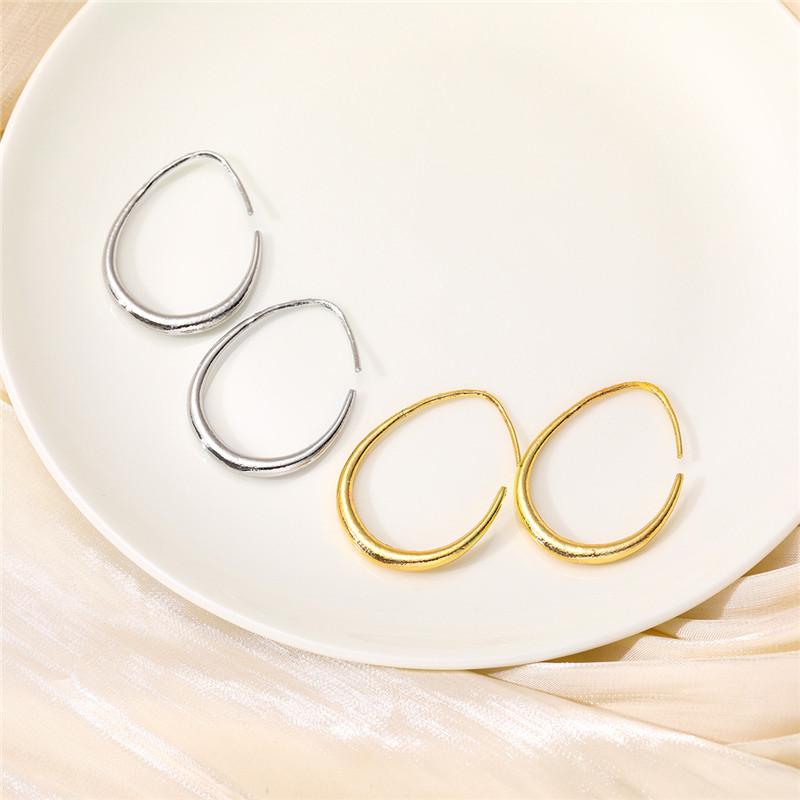 925 Silberstift Geometrische Ovale Creolen für Damen Schlichtes Design Ohrringe Party Hochzeitsschmuck