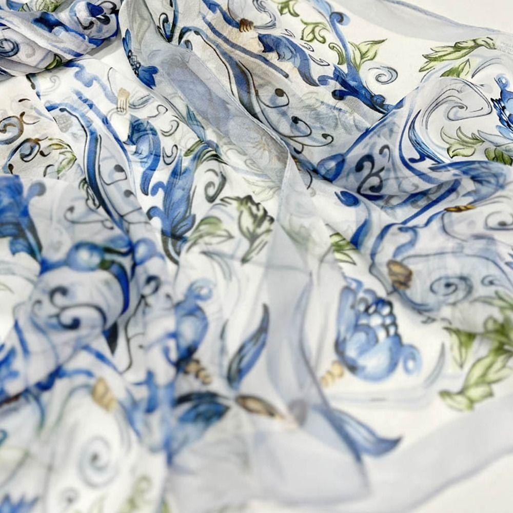 Sun-Resistant Silk Scarf Breathable Long Wraps Portable Bandana  for Women