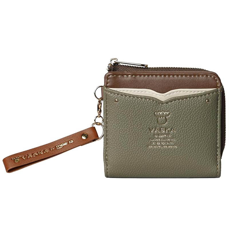 

[Mozu] VASKA wallet outside pocket lightweight compact Smaller coin purse L-shaped zipper Synthetic leather with strap elk nordic VS-0333 by Sylphy