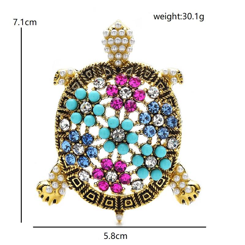 Vintage Turtle Brooch for Women Unisex Rhinestone Swimming Sea Animal Party Casual Corsages Pins Gifts