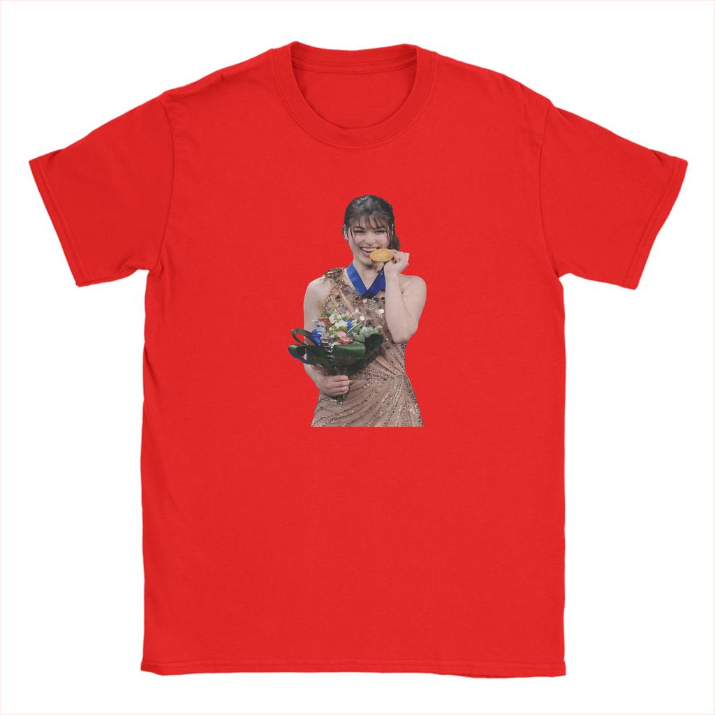 Unisexs TShirts Alysa Liu Won Medal Novelty Pure Cotton Tees Short Sleeve T Shirt Round Collar Clothing Plus Size