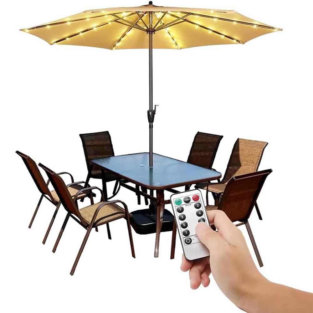 IP67 Umbrella Lights 104 LED String Lights Battery Operated 8 Mode Remote Control For Outdoor Garden Patio Umbrella Camping Tent