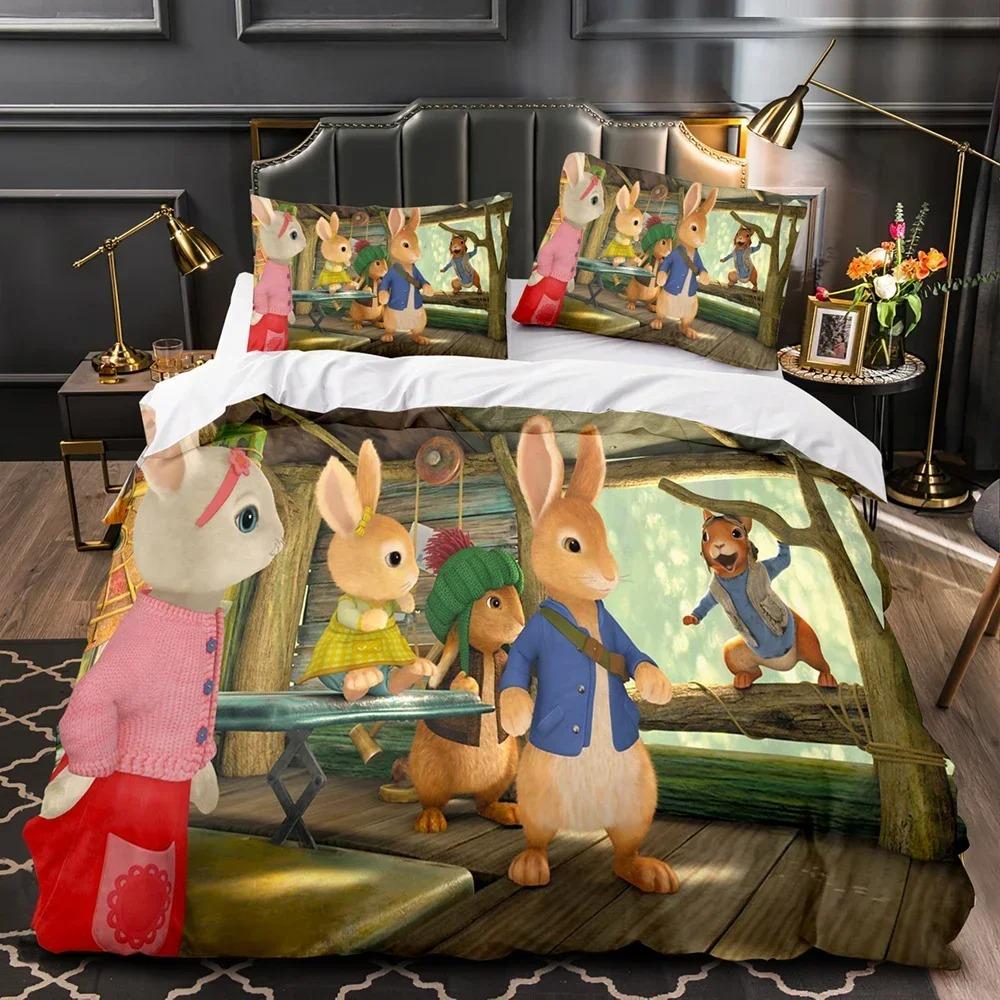 3D Tištěné Povlečení Králíček Peter Ložnice Měkké Moderní Přehozy Pohodlný Dětský Povlak na Peřinu Povlak na Přikrývku A Povlak na Polštář