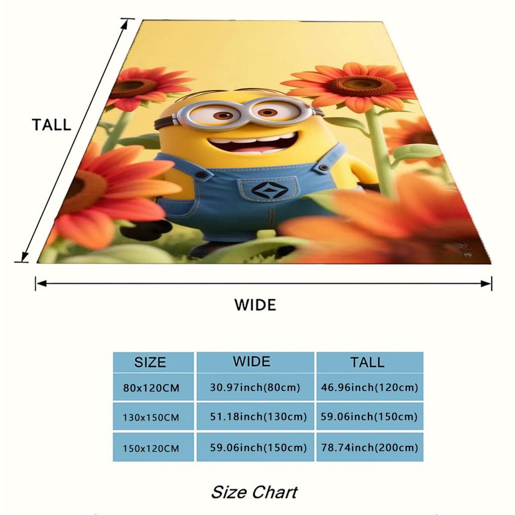The Minions Sunflower Adventure Blanket Is Suitable for Beds, Sofas, and Various Other Occasions, Making It A Perfect Gift.