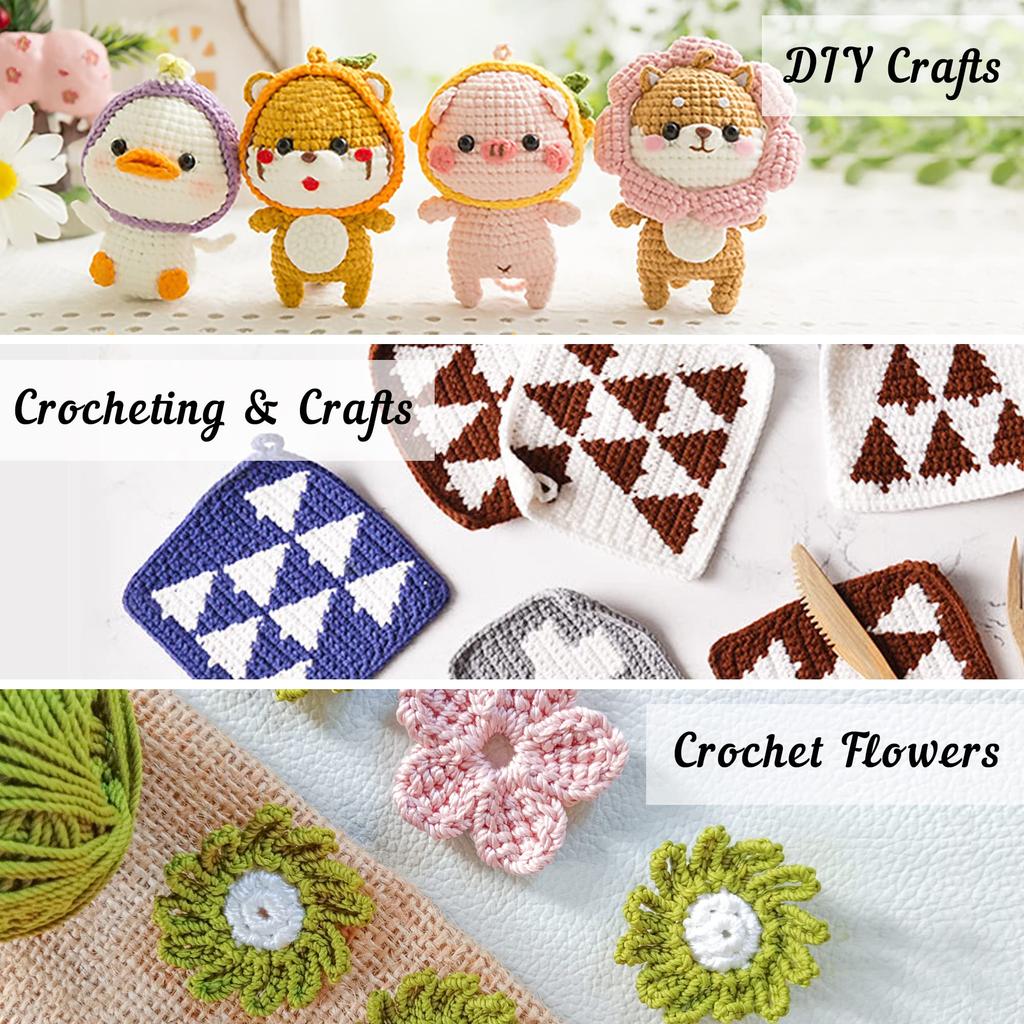 Inscraft Crochet Kit 20 Colors Acrylic Yarn 105 Pcs Bundle for Beginners & Pros