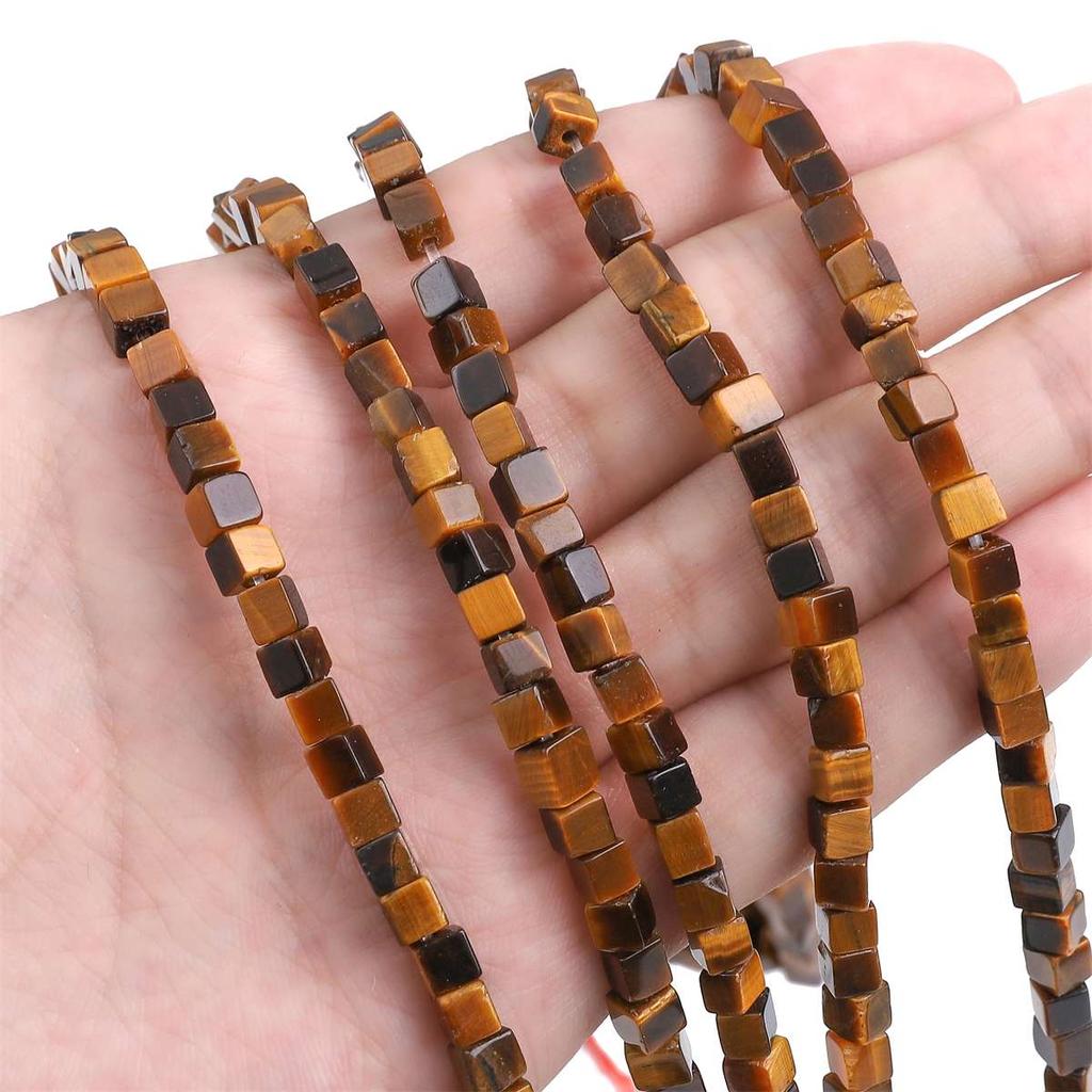4mm Natural Stone Square Cube Beads Tiger Eye Agate Quartz Aventurine Stone E Spacer Loose Beads for Jewelry Making  85pcs 38cm