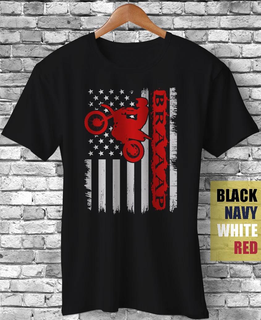 Motorcycle Braap Motor Bike American Flag Distressed Funny Gift T-Shirt Dirtbike XXXXL