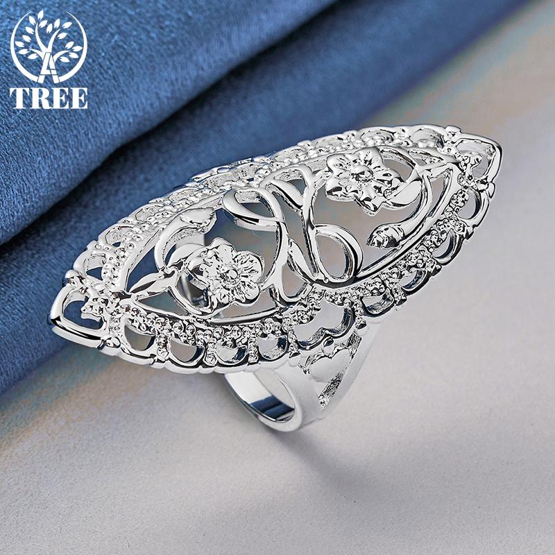 925 Sterling Silver Hollow Carved Ring Classic Jewelry