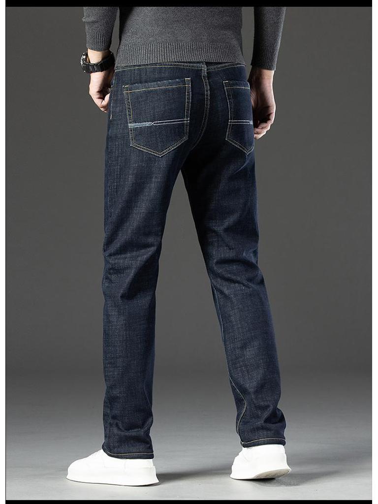 Men's Winter Loose Straight-Leg Lambswool Jeans - Business & Trendy Dad Pants