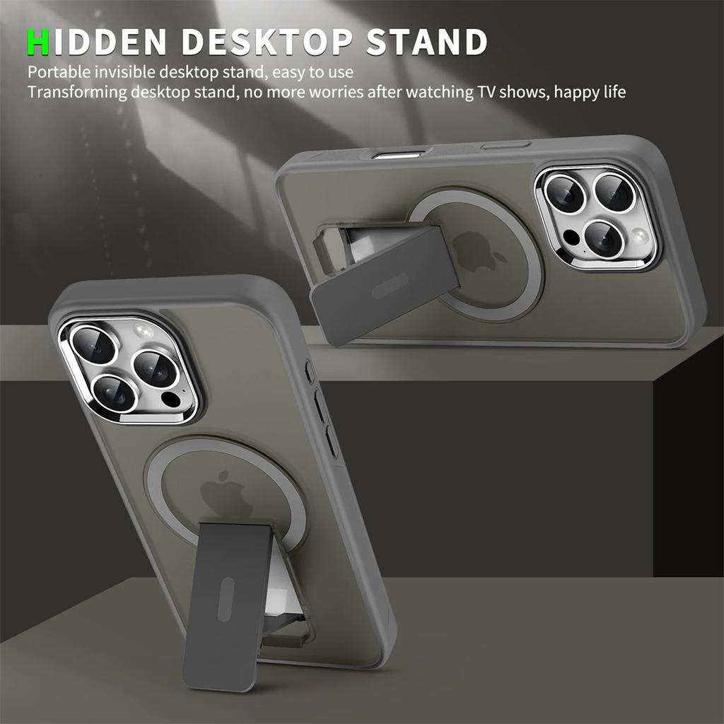 Luxus für Magsafe Klappständer Magnetische Telefonhülle für iPhone 16 15 14 Plus 13 12 11 Pro Max Matte durchscheinende hintere Abdeckkappen