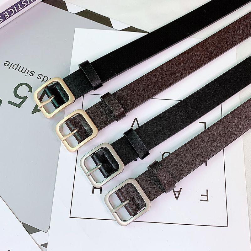Curea Elegantă Minimalistă pentru Femei, Stil Coreean, cu Cataramă Pătrată, pentru Look-uri Casual