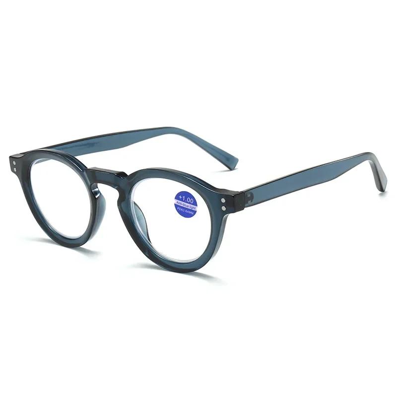 Women Men Luxury Reading Glasses Trendy Retro Blue Light Blocking Presbyopia Unisex Round Frame Ultralight Hyperopia Eyeglasses