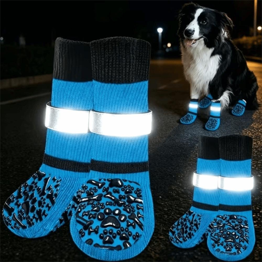 Reflective Anti-Slip Dog Socks Adjustable Dog Paw Protectors Dog Shoes Socks  Anti-Scratch