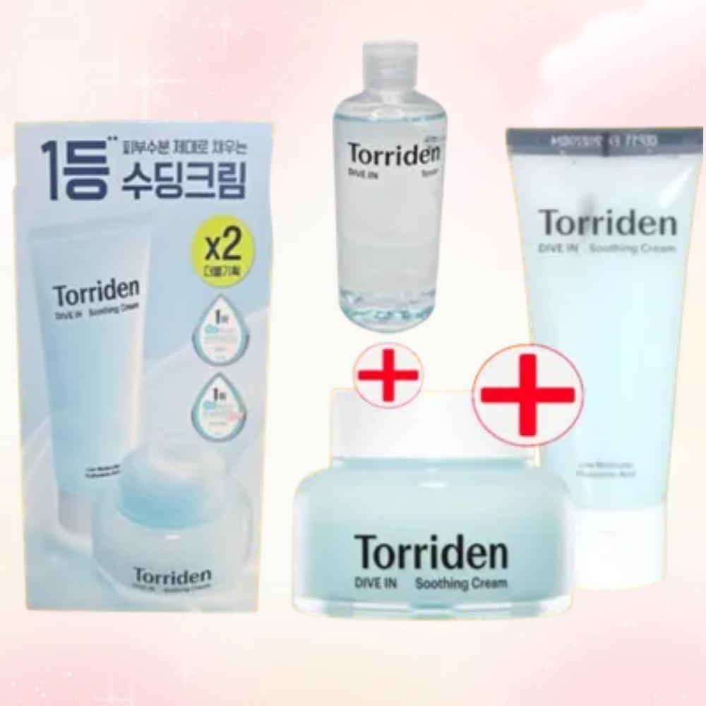 TORRIDEN Dive-In Soothing Cream Set (100ml + 100ml + Toner 100ml) / K-Beauty KOREA COSMETIC