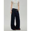 Black of Exit American Simple Basic Style Dark Blue Jeans New Retro Straight-Leg Floor-Length Pants