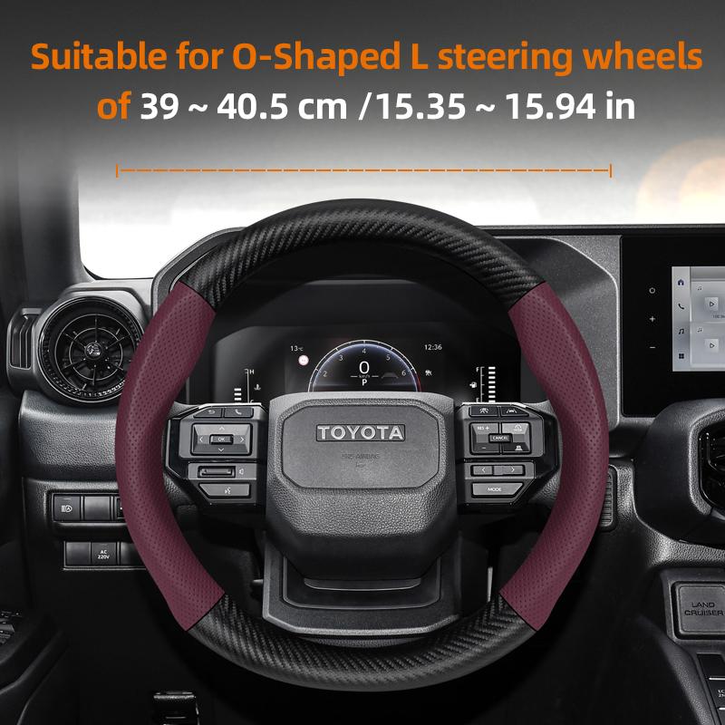 Nlzh6 For Toyota Carbon Fiber Texture Perforated Leather Steering Wheel Cover Chr Yaris Auris Corolla Rav4 Land Cruiser Prado Hilux