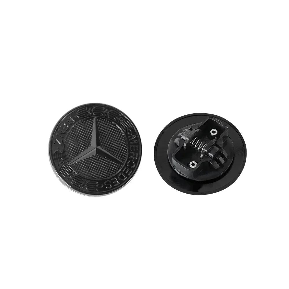 2025 Heiß für Mercedes Benz 57mm Aluminium ABS Auto Flaches Haubenemblem Aufkleber Frontemblem Logo Dekor Zubehör für Mercedes Benz A