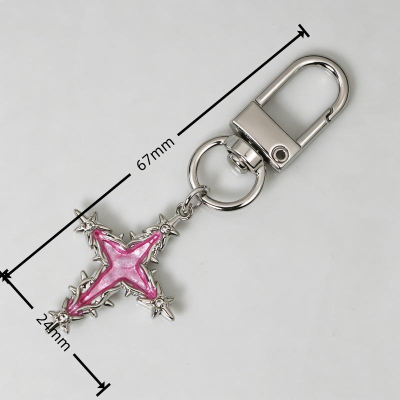 INS Style Versatile Zinc Alloy Cross Keychain Pendant Jewelry Gift for Women - Bag Charm & Best Friend Accessory