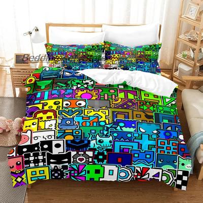 Hip Hop Angry Geometry Dash Bettwäsche Set Einzel Twin Voll Königin King Size Bett Set Spiel Schlafzimmer Bettbezug Sets Anime Bett